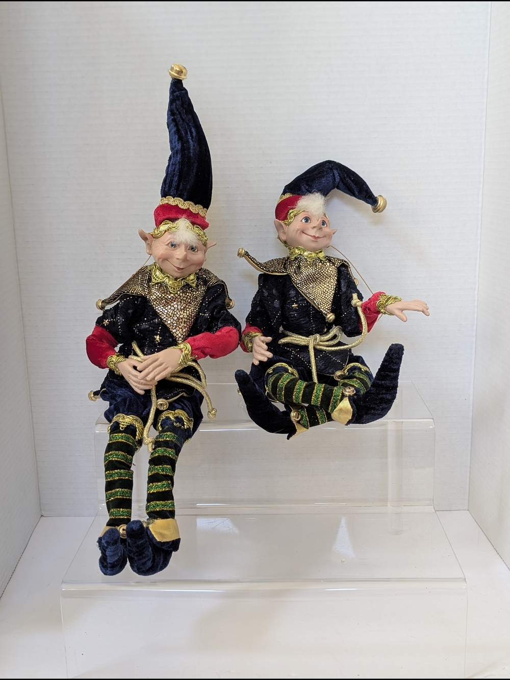 Set Of 2 Robert Stanley For Hobby Lobby Posable Christmas Elf Decoration Large